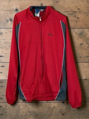 Reebok Red and Gray Athletic Windbreaker Jacket